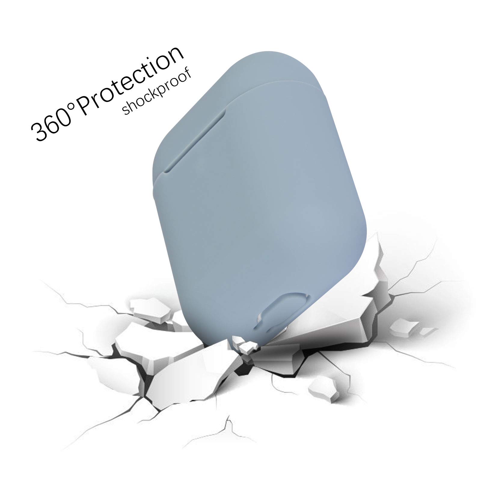 KOKOKA Silicona Compatible con AirPods 2, Fundas Protectora de Silicona para AirPods 2, LED Frontal Visible, Soporta Carga inalámbrica, sin Mosquetón, Denim Blue — view 7