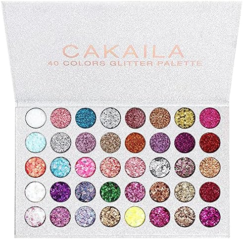 evpct CAKAILA 40 Colors Glitter Sparkle Eyeshadow Palette Glitter Glue Gel Pallete Eyeshadow Face Paint Glitter White Silver Colorful Sparkly Eye Makeup Glitter Eyeshadow Pallet Palettes Glitter Women