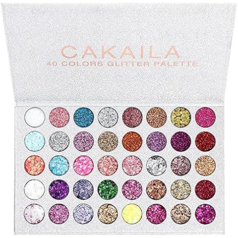 evpct CAKAILA 40 Colors Glitter Sparkle Eyeshadow Makeup Palette Pallets For Women Girls Black White Glitter Chunky Eyeshadow Pressed Powder Pink Shimmer Glue Gel Eyeshadow sombras de ojos profesional Cover