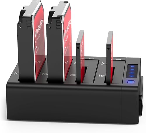 ORICO USB 3.0 a SATA IIIIII Estación de acoplamiento de disco duro externo de 4 bahías para discos duros de 2,5 o 3,5 pulgadas, SSD con función
