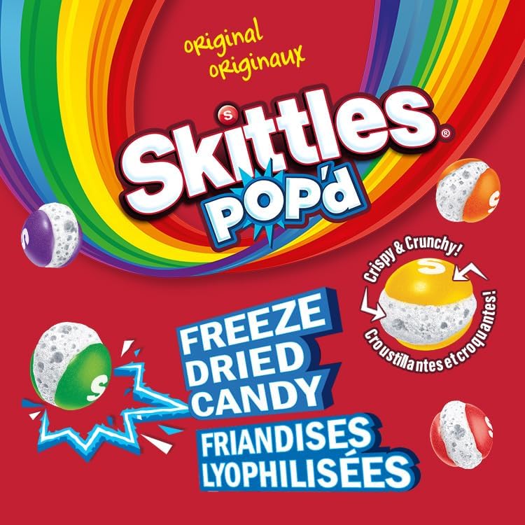 SKITTLES POP’D Original Freeze-Dried Candy, Crunchy Fruity Candy Snack for Sharing, Movie Nights & Parties, 155g - Image 10