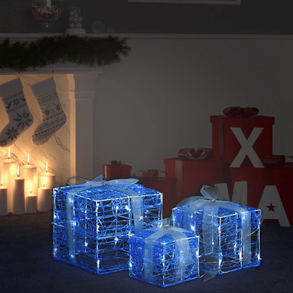 Boîtes-cadeaux de Noël blanc froid 3 pcs pour illuminer le pied du sapin en famille