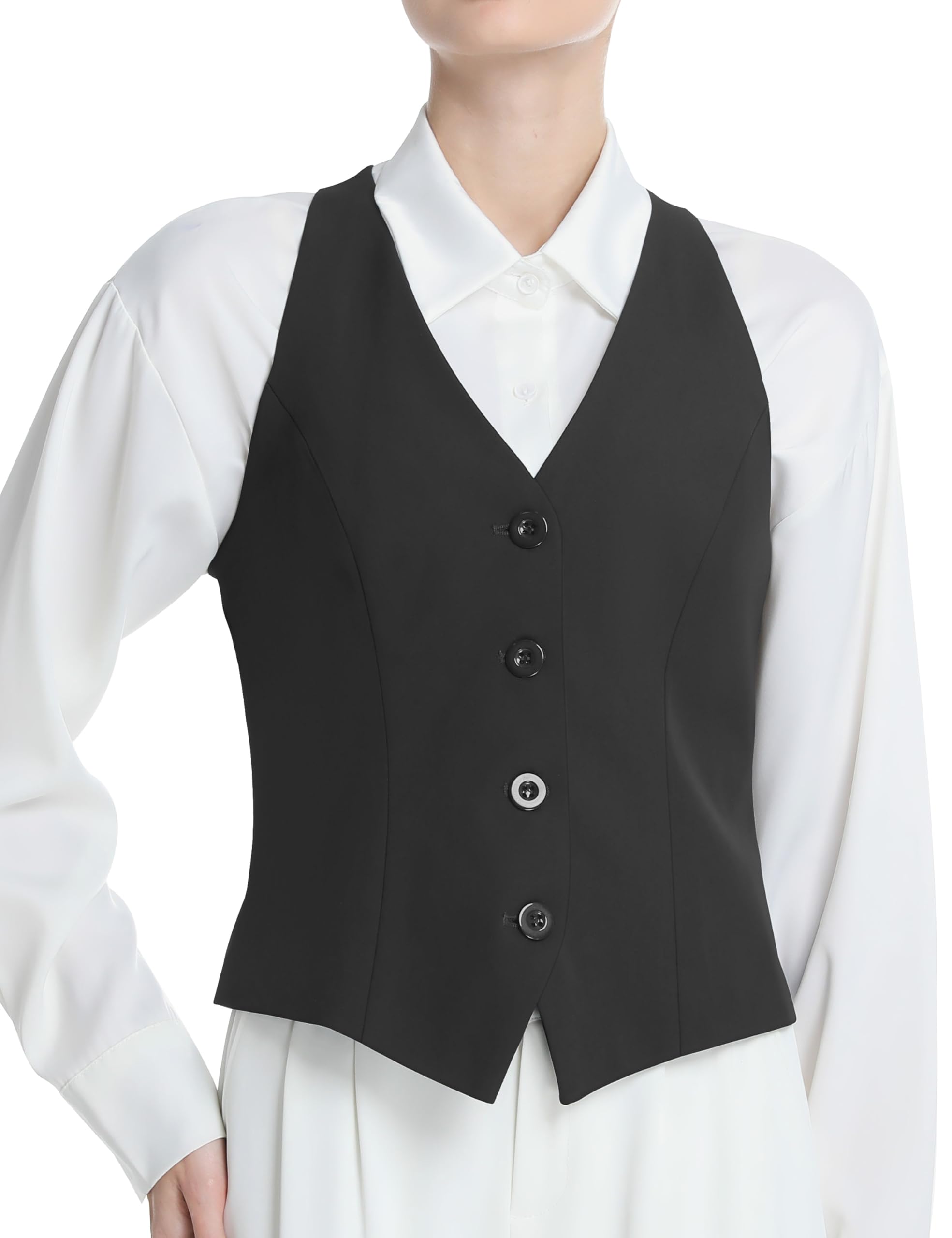 Vest for Women Fashion Crop Vest Tops Womens Waistcoats Racerback V Neck Button Up Slim Fitted Suit Vests