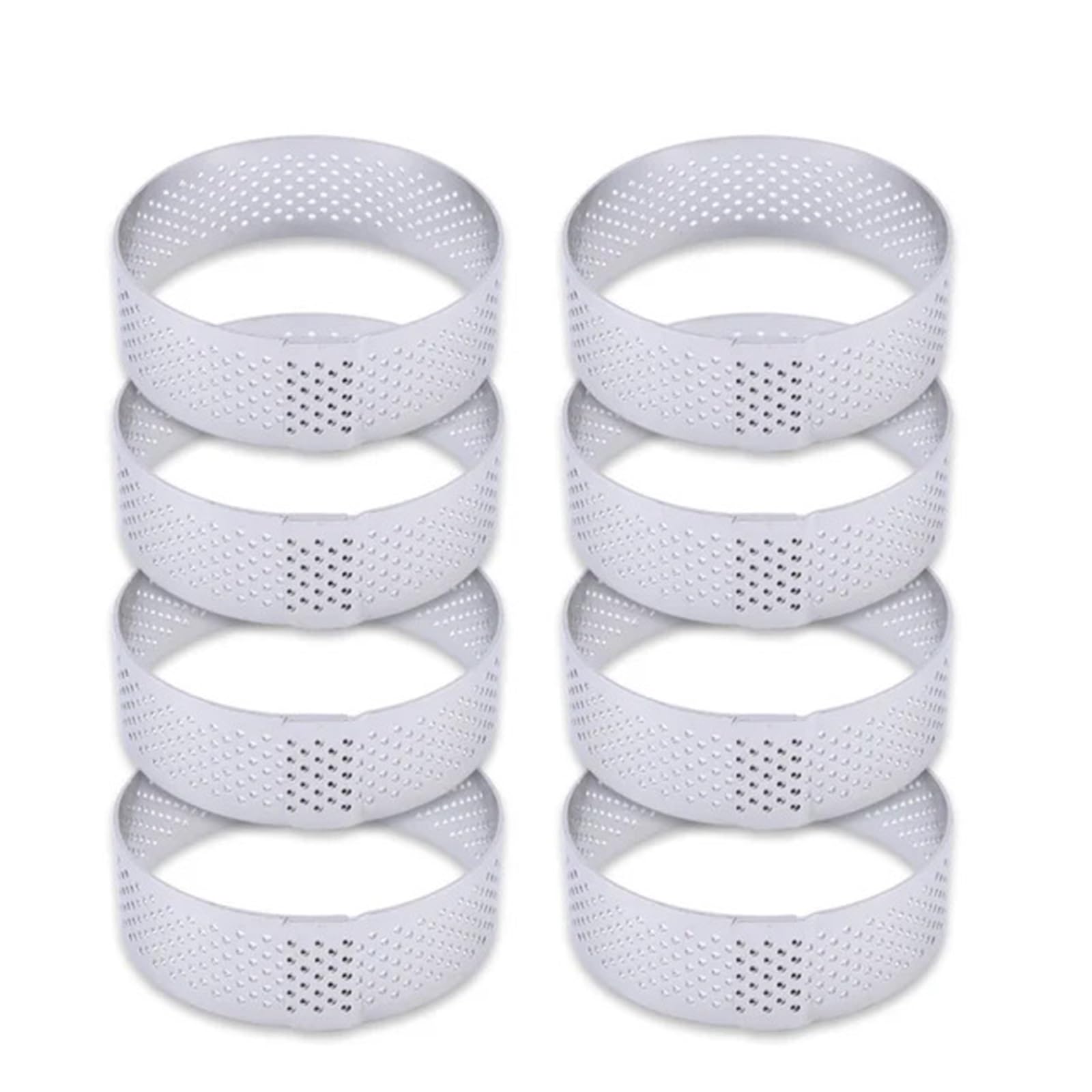 Anillos Para Tartas Anillo redondo perforado for tarta, molde for Tartas de fruta de acero inoxidable for hornear postres, moldes for pasteles y Mousse, herramientas de cocina Para Postre，Tartas(8PCS