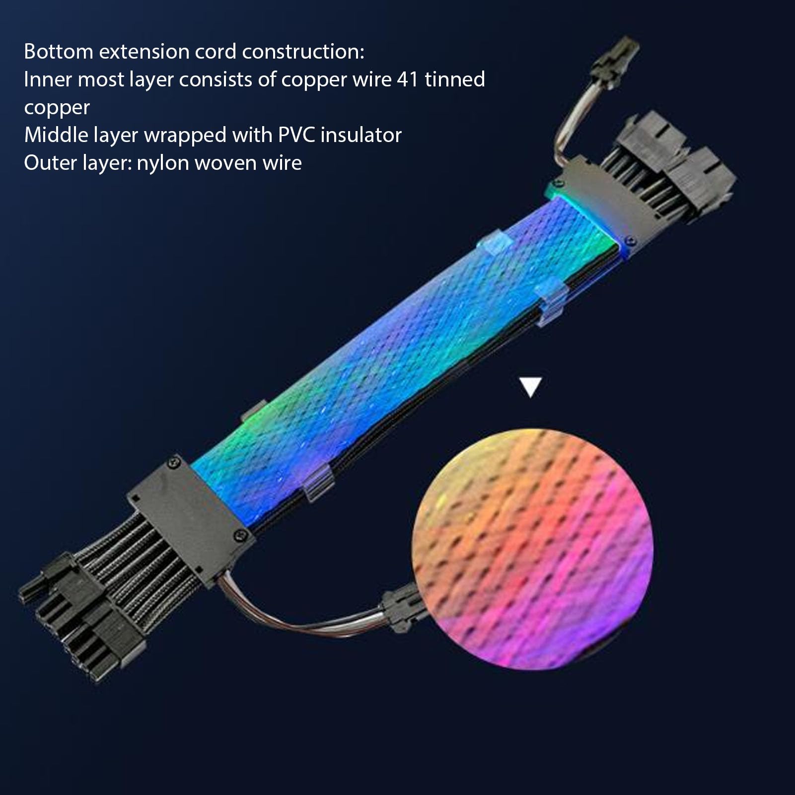 Cavo di Prolunga ARGB con Guaina, Trasmissione del Segnale Senza Perdita di Doppia Sorgente Luminosa 18AWG 2x8P 300 Mm, Cavo di Prolunga Dai Colori Abbaglianti Supporta la