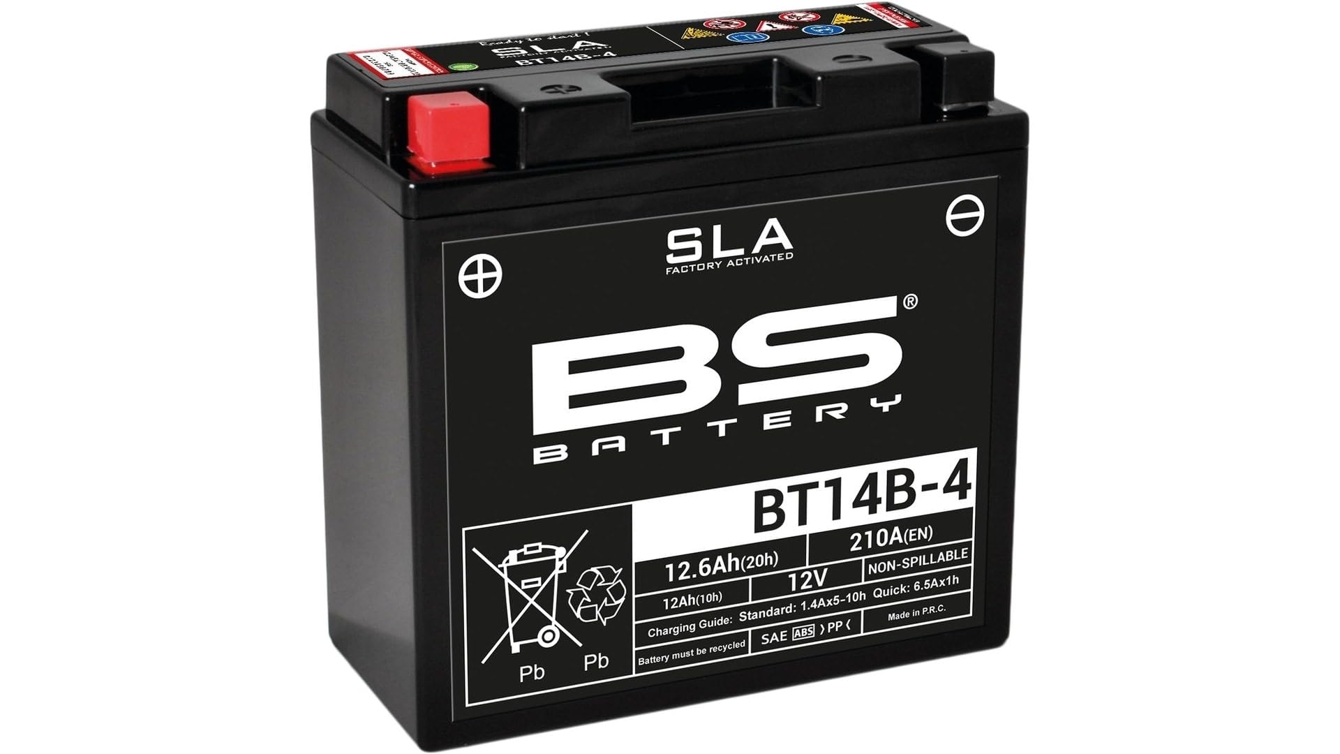 BS Battery 300644 bt14b de 4 AGM SLA Batería de Moto, Color Negro