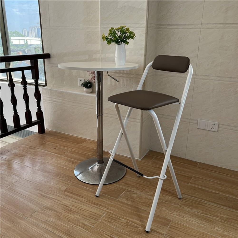 30In Folding Stool with Foam Padded Backrest Portable Foldable Chair for Kitchen Adults No Assembly Required Lightweight Durable Black Brown White 65cm 26in
