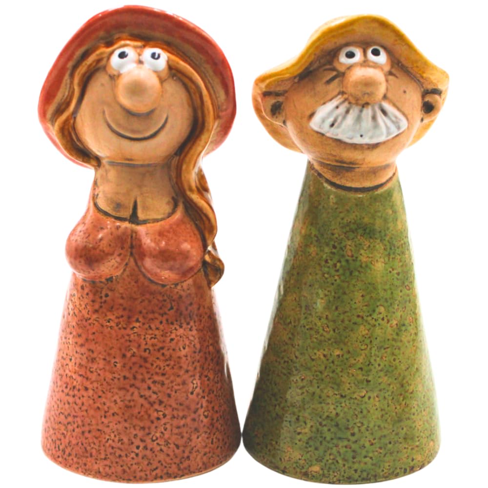 Dekohelden24 Ceramic Fence Plug for Men and Women as a Set of 2, Dimensions of Each Figure L/W/H Approx. 9 x 9 x 20 cm, Man and Woman, 20 cm
