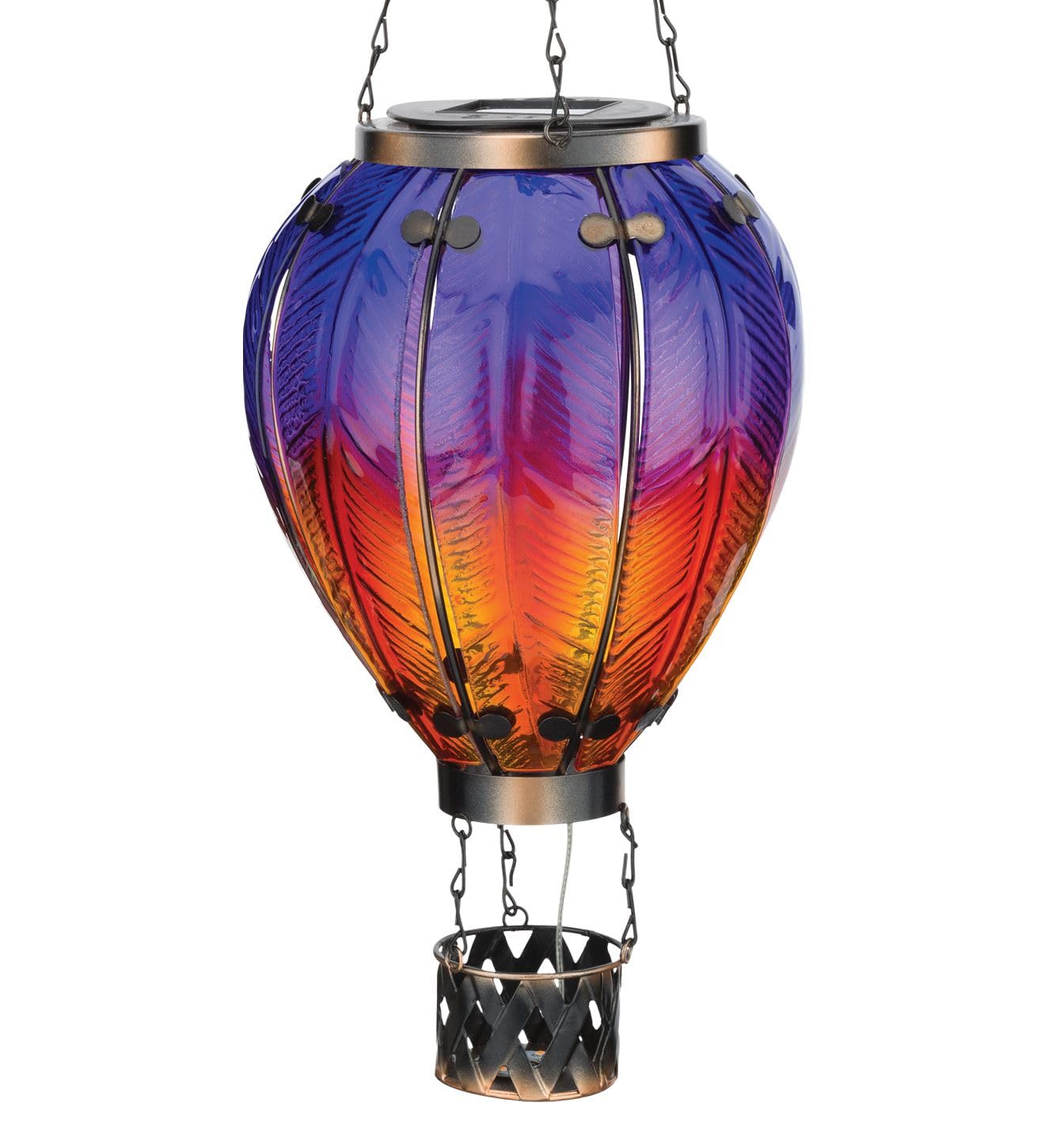 Regal Art & Gift 23.5 Inch Hot Air Balloon Solar Lantern – Hanging Solar-Powered LED Lights, Waterproof Portable Decorative Outdoor Lamp Made of Metal & Glass for Garden, Patios & Pathway – Purple