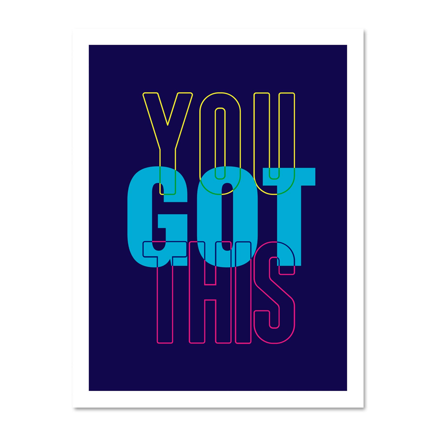 Wee Blue Coo Positivity You Got This Typography Large Framed Art Print Poster Wall Decor 18x24 inch