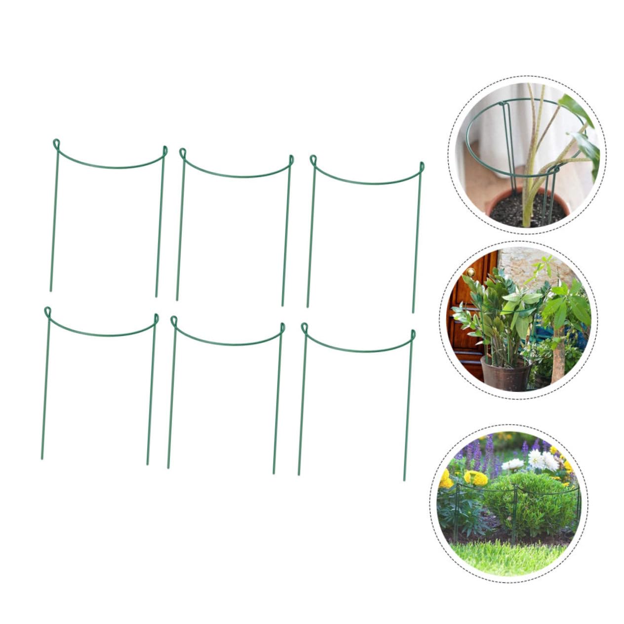 Lot de 6 Tuteurs de Plantes en Fer Vert, Réutilisables, pour Tiges Droites et Végétaux Grimpants, pour Créer Un Espace Vert Individuel au Jardin