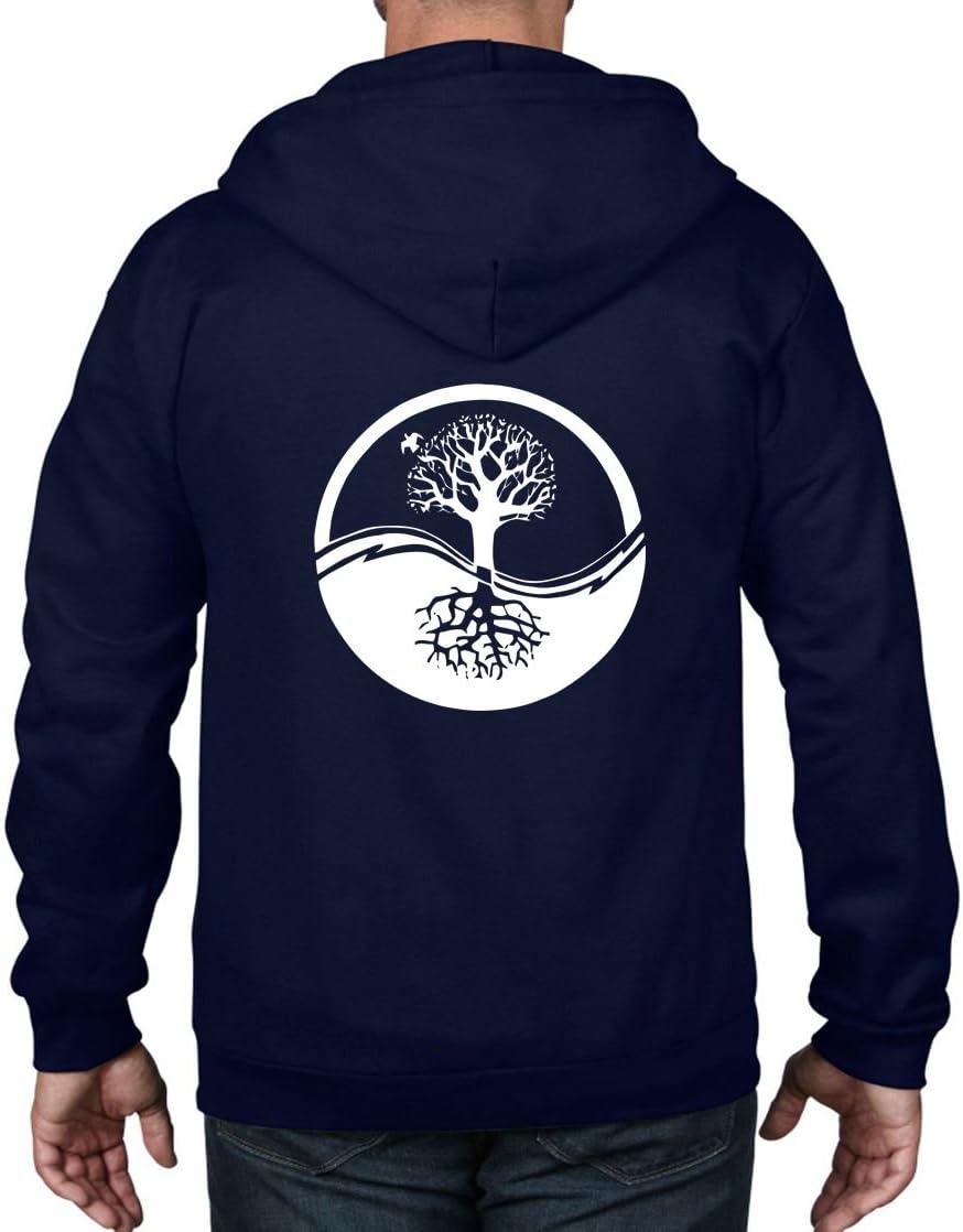 Tribal T-Shirts Men's Yin and Yang Tree of Life Full Zip Hoodie