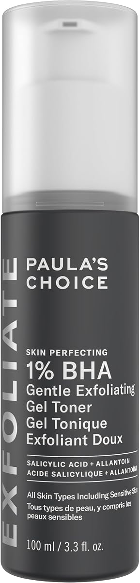 SKIN PERFECTING 1% BHA Exfoliating Gel Toner, 3.3 Fl Oz | Gentle Facial Exfoliator with Salicylic Acid & Allantoin for Redness, Clogged & Enlarged Pores, Fragrance-Free