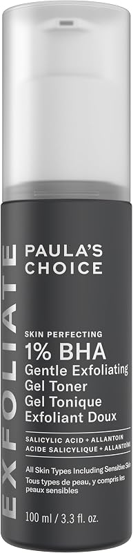 SKIN PERFECTING 1% BHA Exfoliating Gel Toner, 3.3 Fl Oz | Gentle Facial Exfoliator with Salicylic Acid & Allantoin for Redness, Clogged & Enlarged Pores, Fragrance-Free