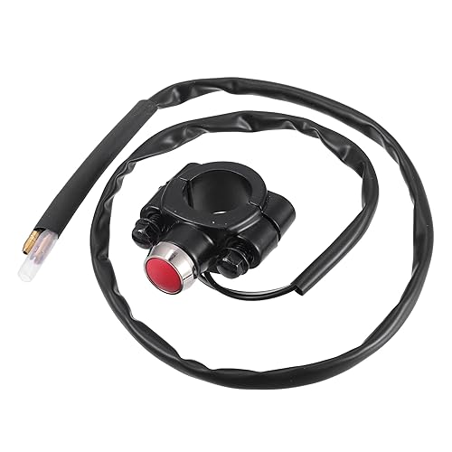 X AUTOHAUX Botón de interruptor de arranque de bocina de control de manillar de motocicleta de 78 pulgadas con conectores aleación de aluminio negro