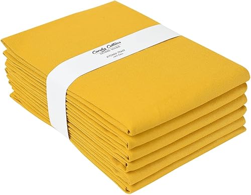 Toallas de cocina de algodón clásico amarillo mostaza, para secar pintura en aerosol, sublimación, bordado, costura de 18 x 28 pulgadas, sin