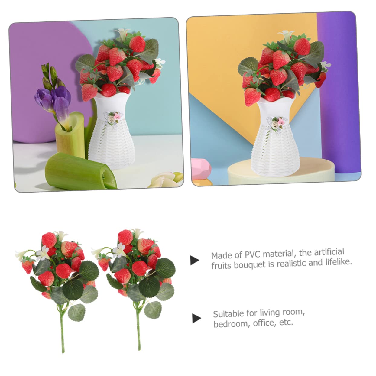 Amazon.co.jp: CALLARON 2個フェイクフルーツ 花束風アレンジ