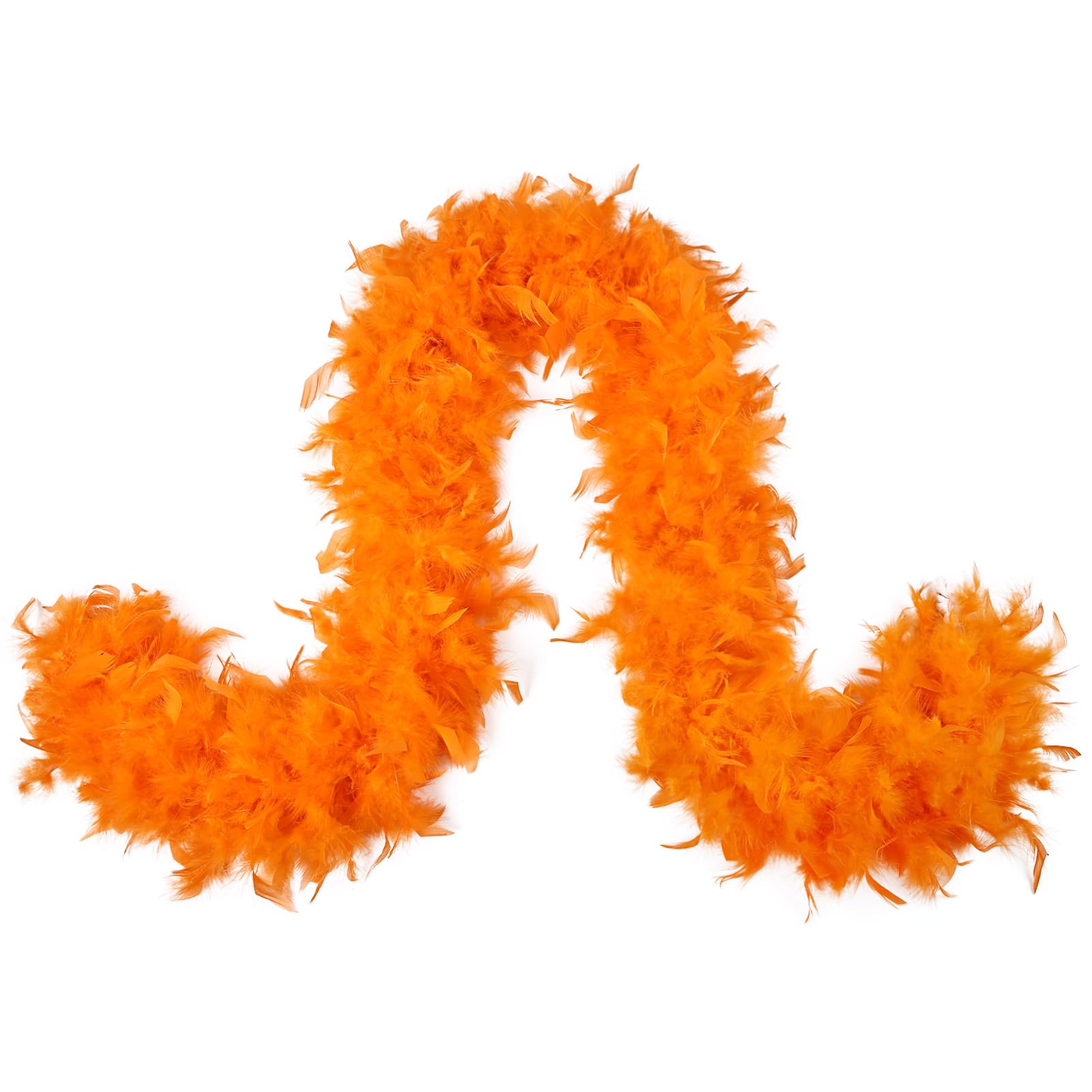 MAOFENG Chandelle Turkey Feather Boa 2 Yards 80g for Halloween Dancing Wedding Party DIY Craft Costume Decoration Feather Boa,Orange — image 1