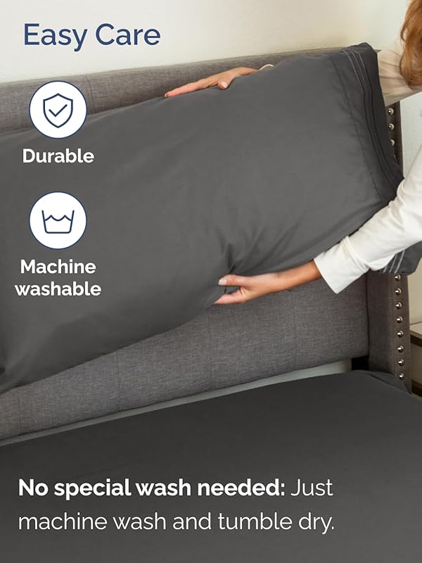 Extra Deep Queen Sheet Set - 6 Piece Breathable & Cooling Sheets - Hotel Luxury Bed Sheets Set - Easy & Secure Fit - Soft, Wrinkle Free & Comfy Sheets Set - Charcoal Sheet Set with Extra Deep Pockets by CGK Unlimited - Image 7
