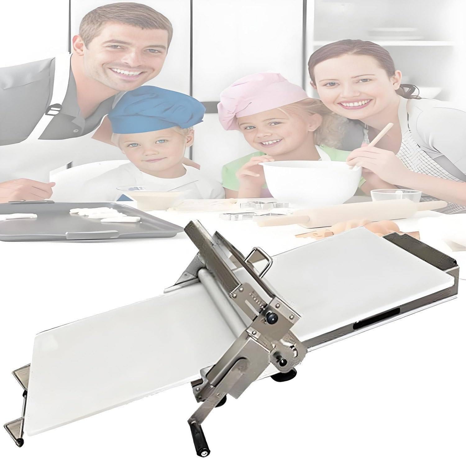 Sfogliatrice Manuale Pieghevole per Impasto,Rullo Manuale per Impasto,in Acciaio Inox,Design Compatto,Spessore Regolabile per Cottura Professionale T300