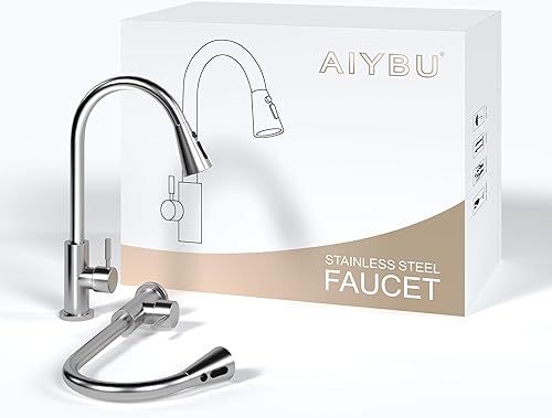 Miniatura 8 de Grifo de cocina, Grifos de cocina con pulverizador, Grifo de fregadero de cocina, Grifos de fregadero de cocina de acero inoxidable de níquel