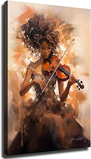 A Lady and Violin Wall Art, African American Black Woman Music Cultural ...