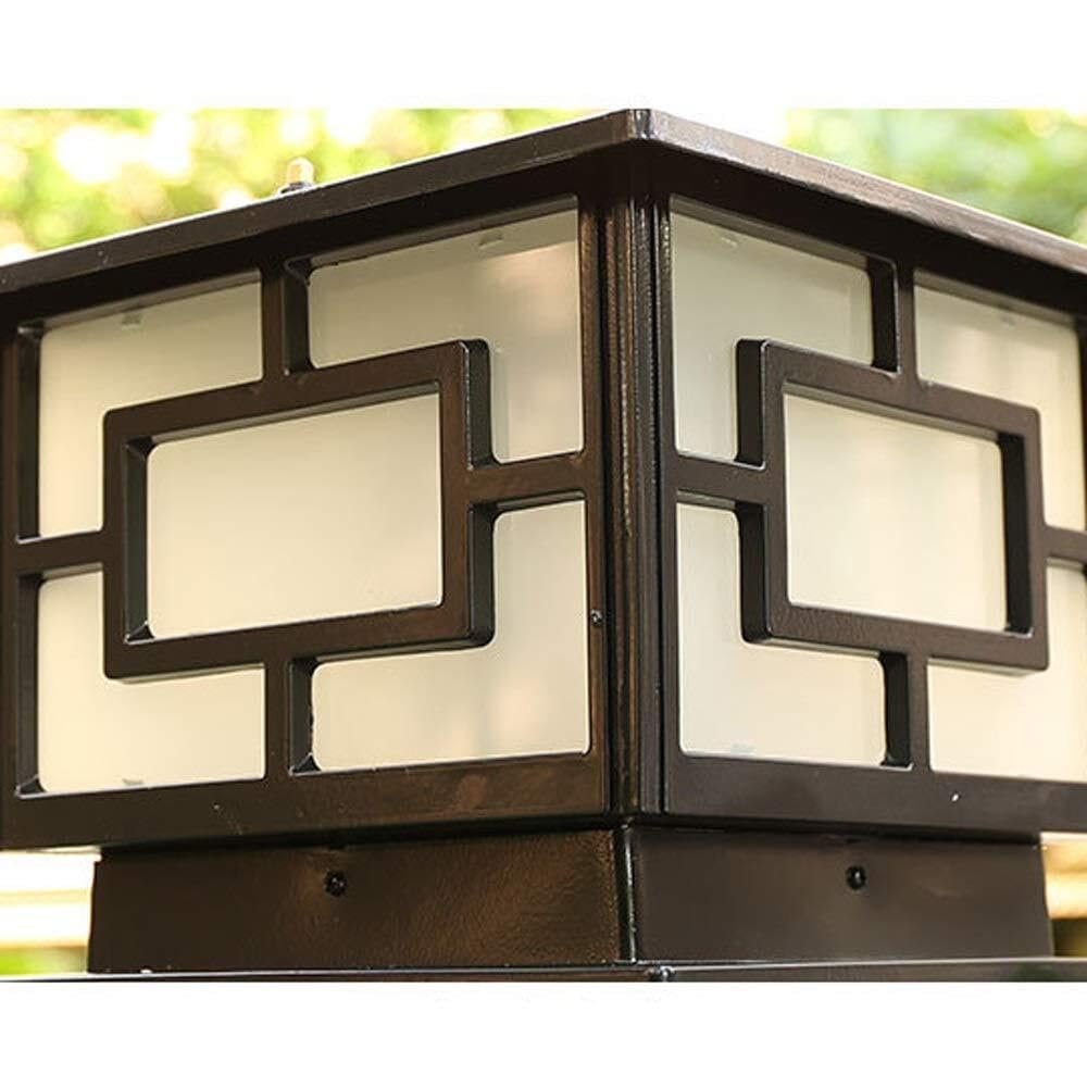 światło Słupka Aluminiowe Zewnętrzne Lampy Słupkowe, Europejskie Lampy Słupkowe, Oświetlenie Krajobrazowe, Szklane Lampy Słupkowe, Oświetlenie Ogrodowe Lampy Solarne(Bronze,25 * 25cm)