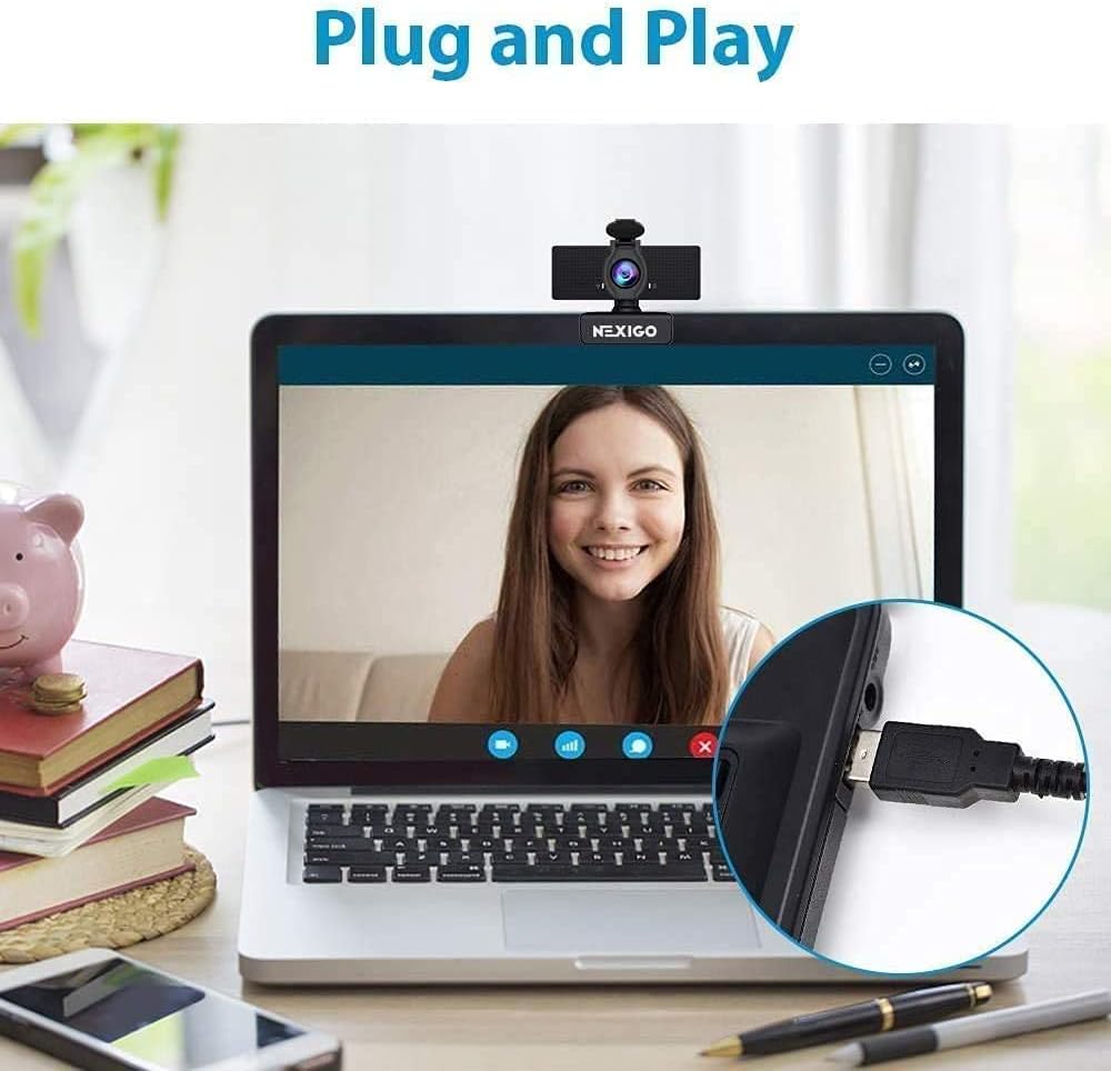 Best Seller NexiGo N60 1080P Web Camera, HD Webcam with Microphone, Software Control & Privacy Cover, USB Computer Camera, 110-degree FOV, Plug and Play, for Zoom/Skype/Teams, Conferencing and Video Calling