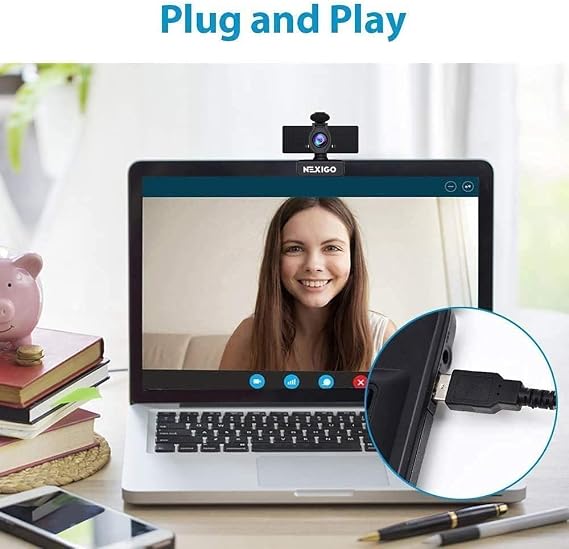 NexiGo 1080P Business Webcam Kits, N60 HD Web Camera with Microphone and Privacy Cover, Software Control, Lightweight Mini Tripod, Extendable Stand, for Zoom/Skype/Teams