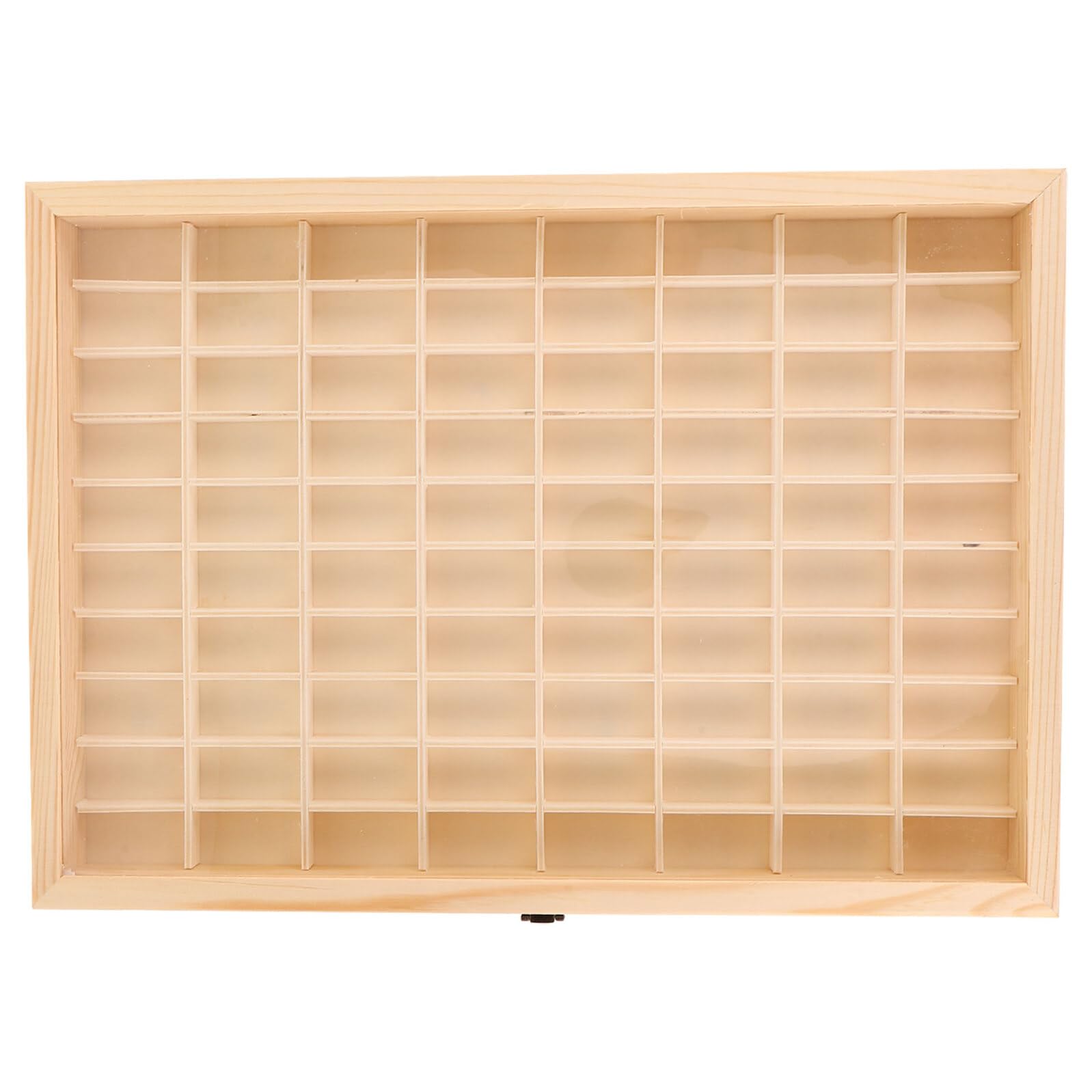 Elegante Holzkiste mit 80 Kleinen Fächern und Transparentem Sichtfenster Modulare Aufbewahrungsbox für Mineralien und Steine für Sammler und Wohnzimmer