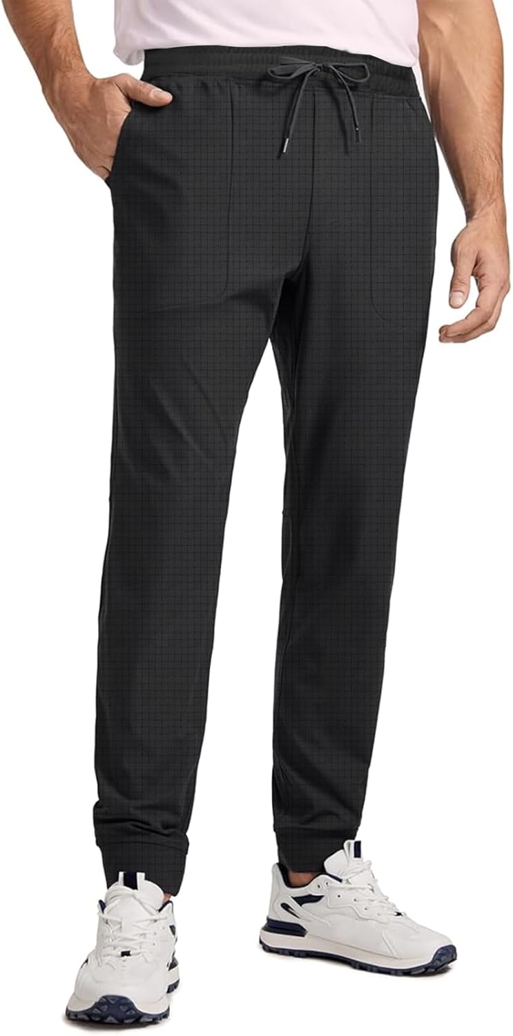 Auxo Men's Casual Joggers Pants Elastic Waist Drawstring Tapered Pants Hiking Outdoor Track Sweatpants with 4 Pockets