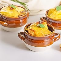 Vista 5 de Tazones de Sopa de Cebolla Francesa con Asas, Cuencos de Cerámica para Servir Sopa de 16 Oz Crocks - Cuencos Aptos para Horno para Chile, Estofado