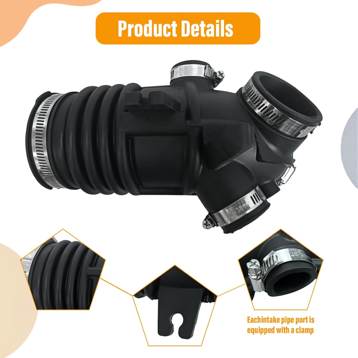 Intake Hose 1788120140 Compatible with Toyota Highlander Full Hybrid 2006-2010 Compatible with Lexus RX400h STD 6 Cyl 3.3L 3MZFE 2006-2008 17881-20140 (with Clamps 5PCS)