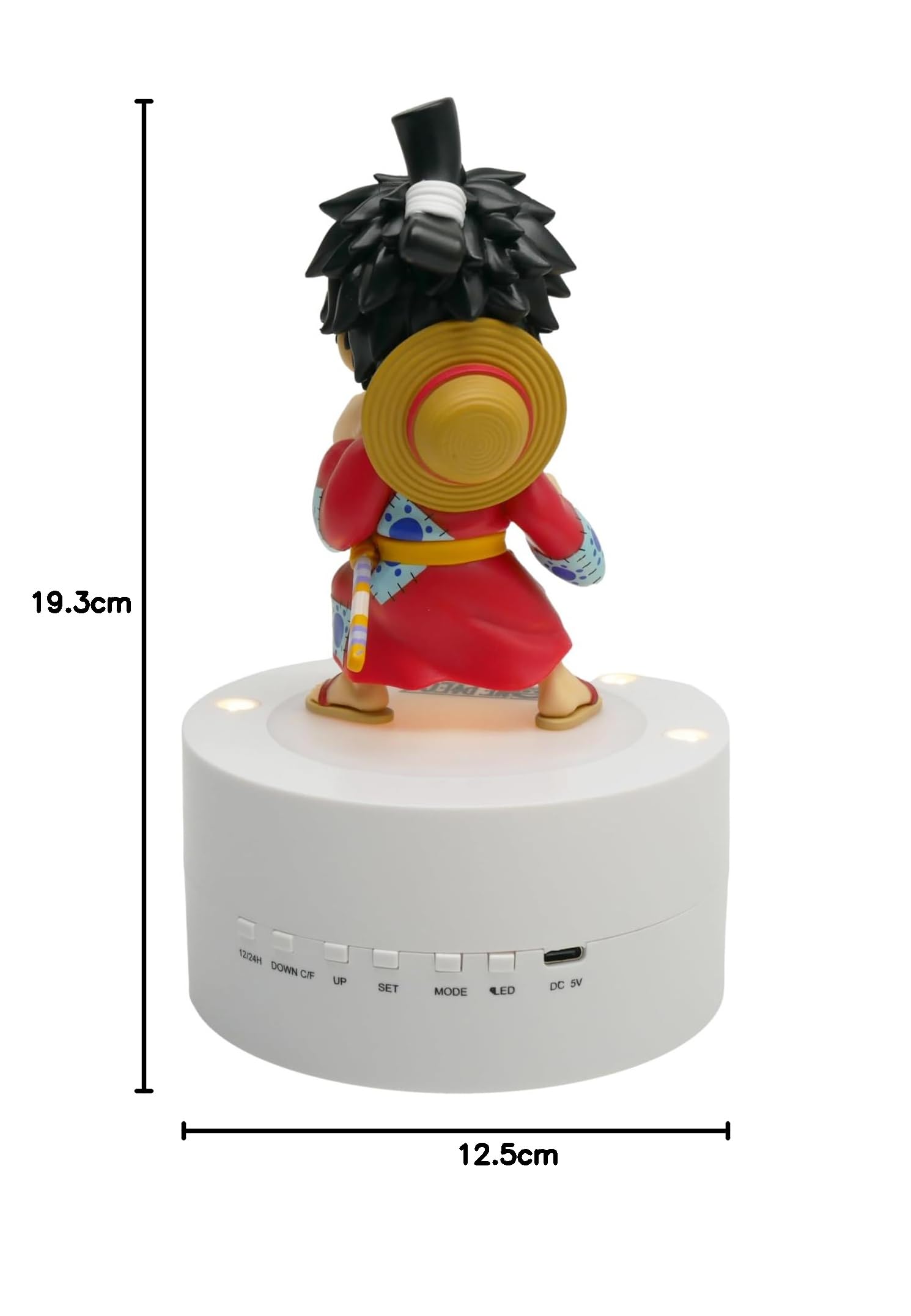 Teknofun - One Piece Licencia Oficial - Reloj Despertador Luffy - Azul, Rojo y Negro - Funciona con Pilas (3X AAA) o USB-C (Cable Incluido) - 811638