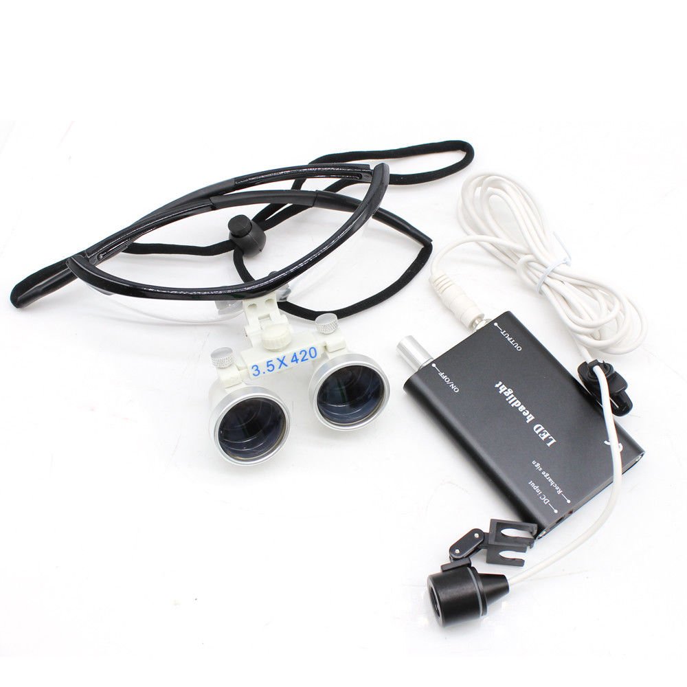 BoNew-Oral 3.5X420 Medizin Loupes Binokularlupen Kopflupe Lupenbrille LED Headlight Lamp