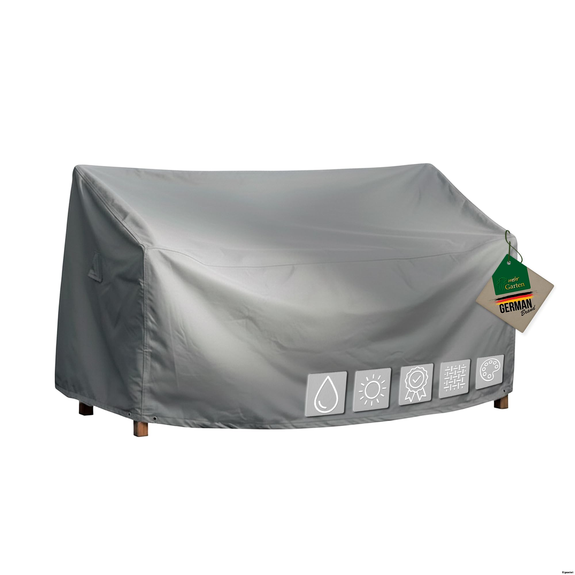 Gartenbank Abdeckung 3 Sitzer, 183x75x66/91 cm, grau, Oxford 600D Gewebe, Schutzhülle Gartenbank, wasserdicht, UV-beständig und wetterfest