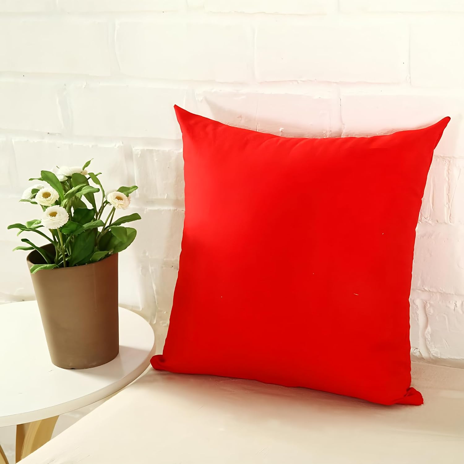 Candy Solid Color Pillow Case Couch Pillows Colorful Throw Pillows Sofa Bed Office Couch Rainbow Bright Colored Throw Pillows 20x20 Inch (50x50CM) - Bright Red image 2