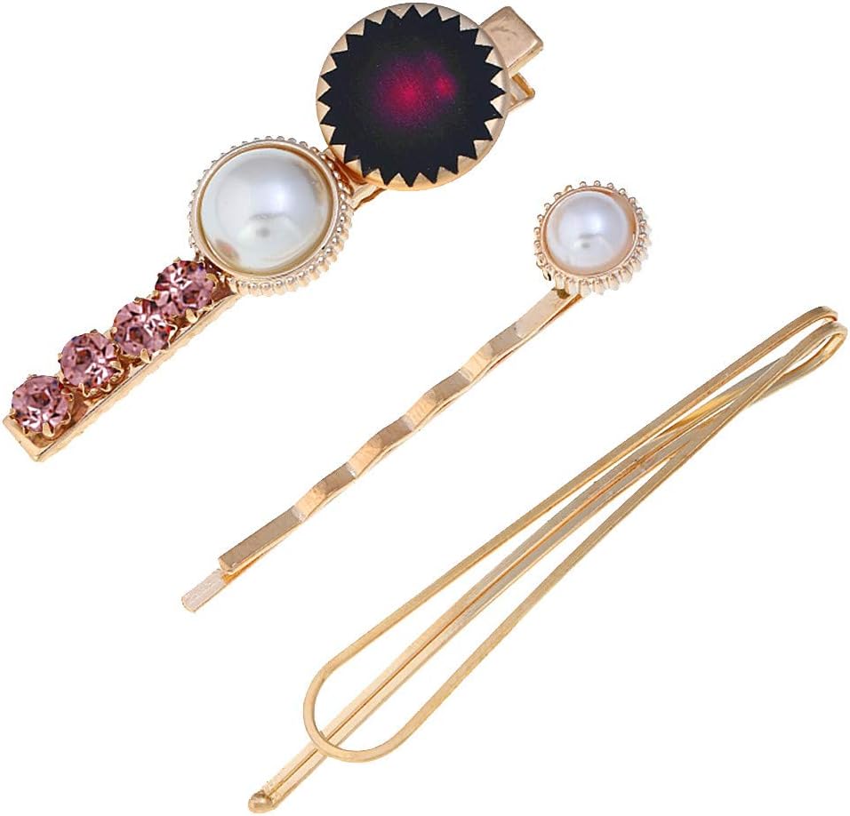 Bylater 3Pcs Pearl Hair Clips Set Fashion Artificial Pearls Hair Pin Sweet Barrettes Hairpins for Women Headwear Styling Tools Hair Accessories(Purple-1)