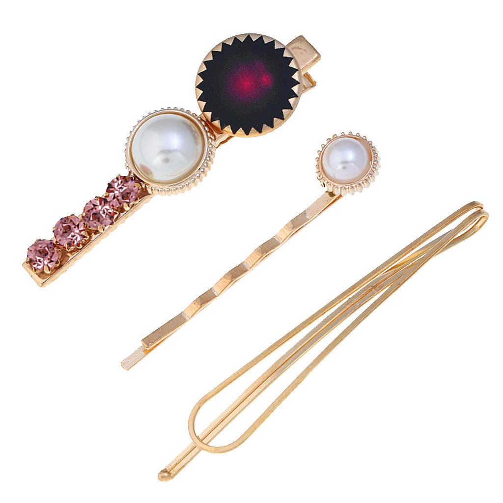 Bylater 3Pcs Pearl Hair Clips Set Fashion Artificial Pearls Hair Pin Sweet Barrettes Hairpins for Women Headwear Styling Tools Hair Accessories(Purple-1)