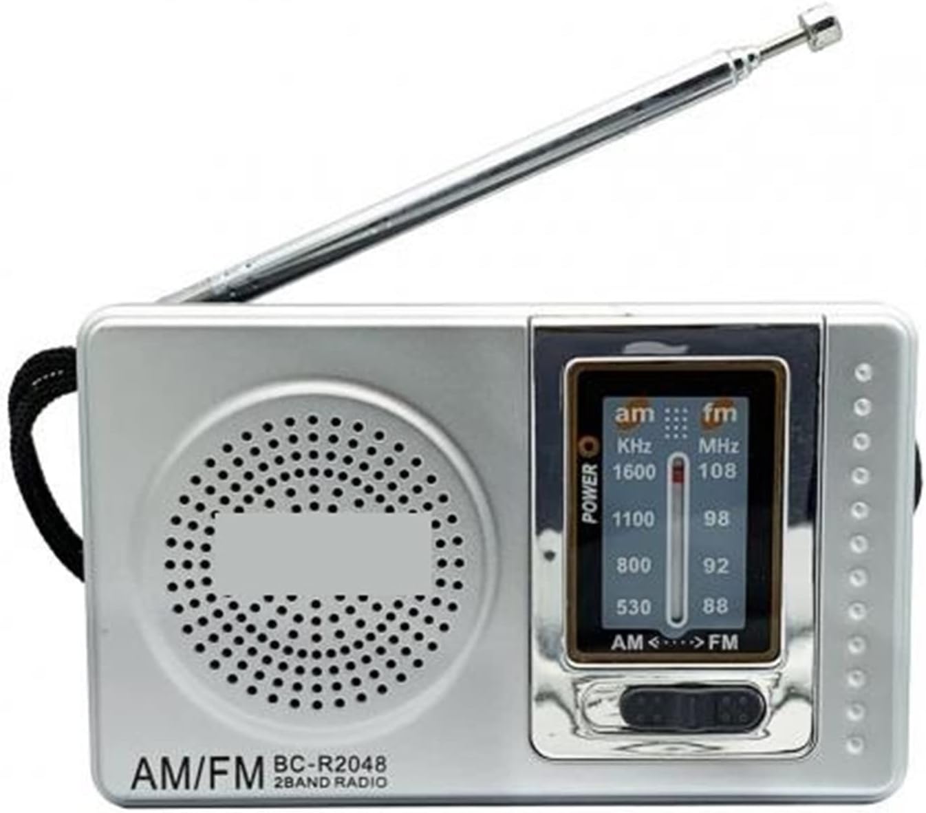 Portable Radio Pocket Size Telescopic Antenna Battery Powered Mini Multifunctionl Am Fm Radio for Elder High Sensitivity Radio-Silver Gray-U