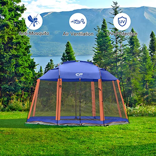 CAMPROS CP Screen House 13 x 13 Ft Screened Mesh Net Wall Canopy Tent Screen Shelter Gazebos for Patios Outdoor Camping Activities - Blue - Thumbnail 4