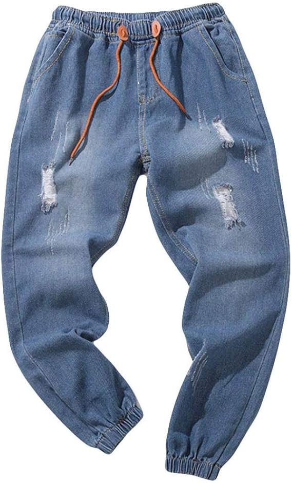 Amazon Aliciga ジーンズ メンズ ダメージ ジャージ デニム パンツ 美脚 スリム ロングパンツ スキニー フィットネス ストレッチ 細身 ズボン カジュアル ペンシルパンツ ファッション 大きいサイズ Xxl ブルー ジーンズ 通販