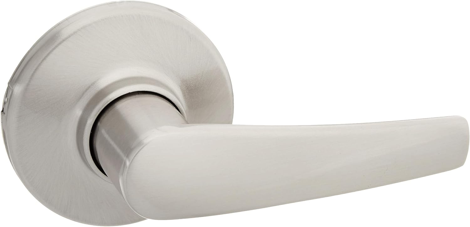 Kwikset Delta Interior Passage Door Handle, Lever For Closet and Hallway Doors, Reversible Non-Locking Handle Lever, Satin Nickel, with Microban Protection