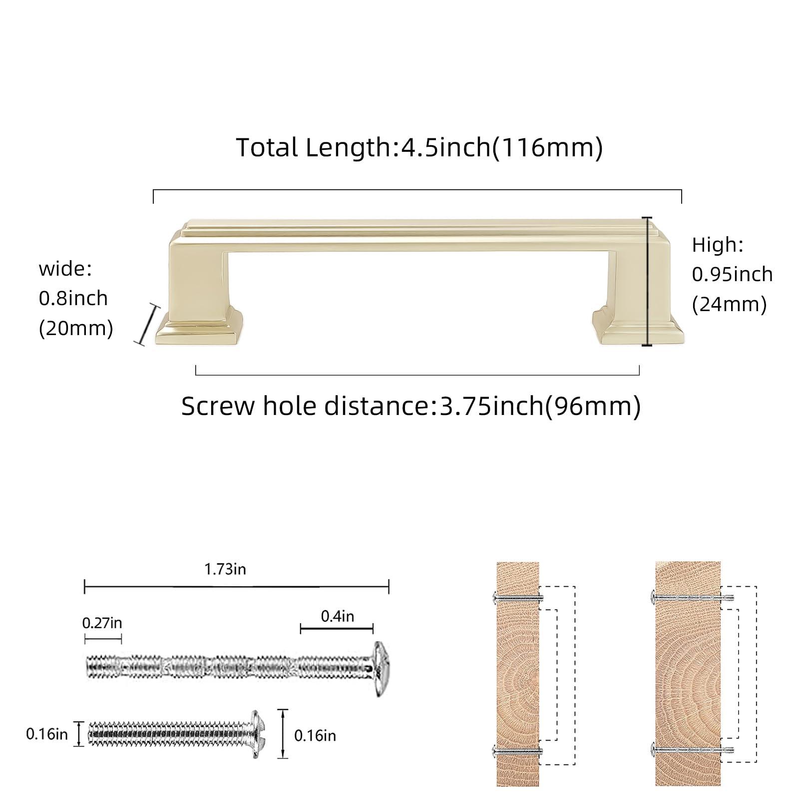 COTYKILEY 6Pack 3.75 Inch(96mm) Brushed Brass Cabinet Handles Gold Kitchen Cabinet Pulls Cabinet Door Handles Kitchen Cabinet Hardware Cupboard Drawer Pulls Dresser Handles