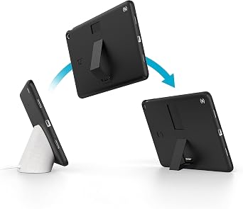 Speck Google Pixel Tablet 2023 Case and Stand - Full Back, Thin, Scratch Resistant, Drop Protection & Adjustable Kickstand - Works with Google Pixel Charging Speaker Dock - Black & White StandyShell