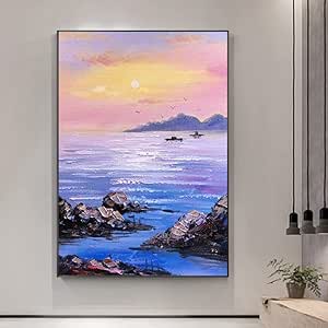 Paisaje Marino Abstracto. Pintura Original. Textura De Color Azul Con Estilo Impresionismo Dibujado Mano Pinceles Espacio Copia 253261686