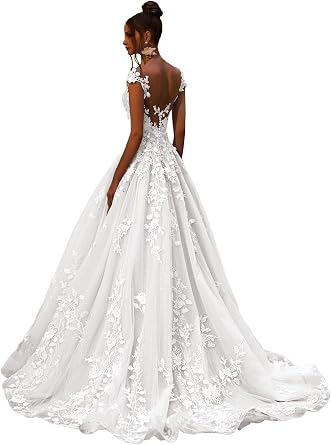 Wedding Dresses for Bride 2026 Sleeveless A Line Lace Applique Floor LengthBridal Gown for Bride PS036-8 Ivory