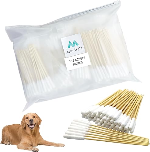Dog Q Tips, hisopos de algodón Qtips para perros, hisopos de limpieza de oídos de 6 pulgadas de largo, cuidado de heridas, 800 unidades, algodón de