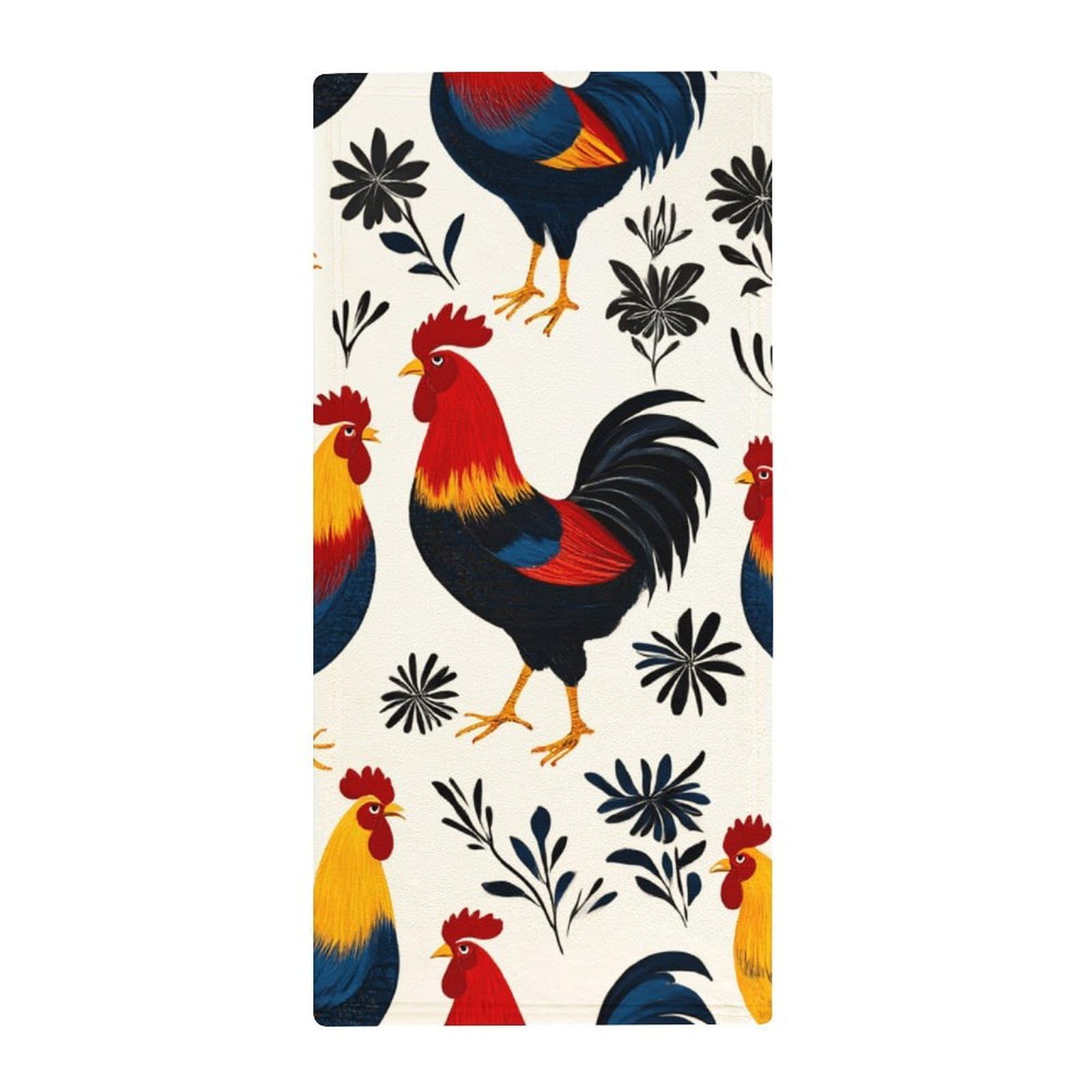 Anceky Soft Microfiber Hand Towels, Rooster Chicken Decorative Bath Towels for Hotels, Spa & Kitchen Drying Needs
