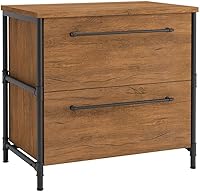 Sauder Iron City 2-Drawer Lateral File Cabinet, Checked Oak - Industrial Home Office Storage